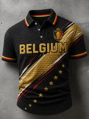 T-shirt à motif waffle en grille pour hommes, football belge
