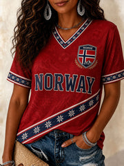 Women's Norge Football Short-sleeved T-shirt