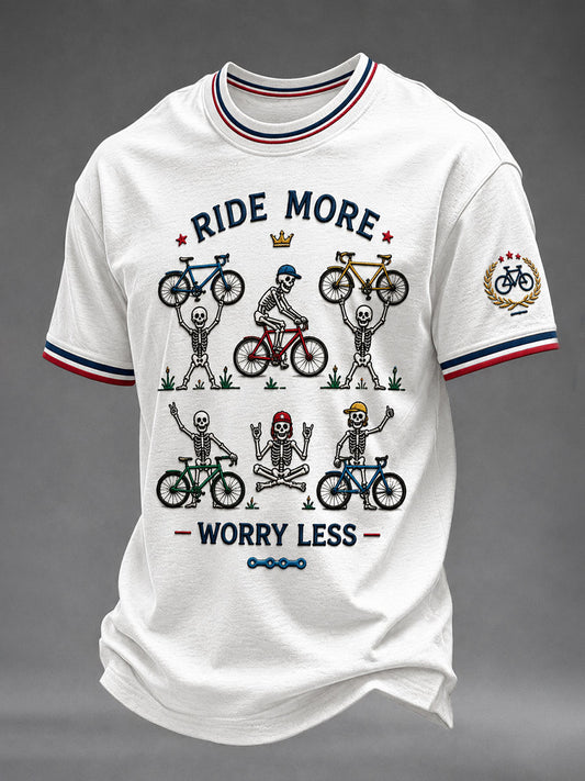 T-shirt manches courtes pour hommes «Roulez plus, inquiétez-vous moins»