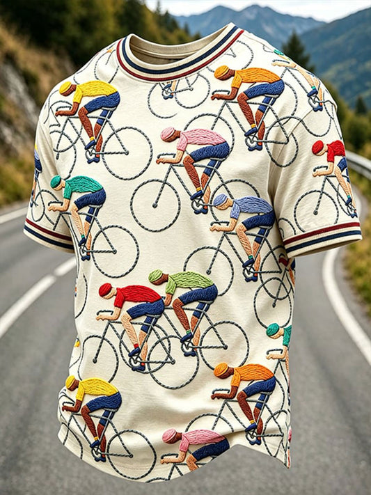 T-shirt de cyclisme pour hommes à manches courtes et imprimé