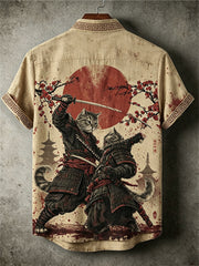 Chemise pour homme Cat Samurai Duel Ancient Japanese Art Print