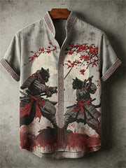 Chemise pour homme Black Cat Samurai Bloody Duel Japanese Art Print