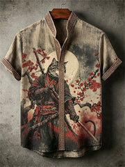 Chemise Bloody Cat Samurai Plum Blossom Full Moon Print pour homme