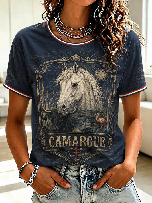 T-shirt imprimé France Camargue pour femme
