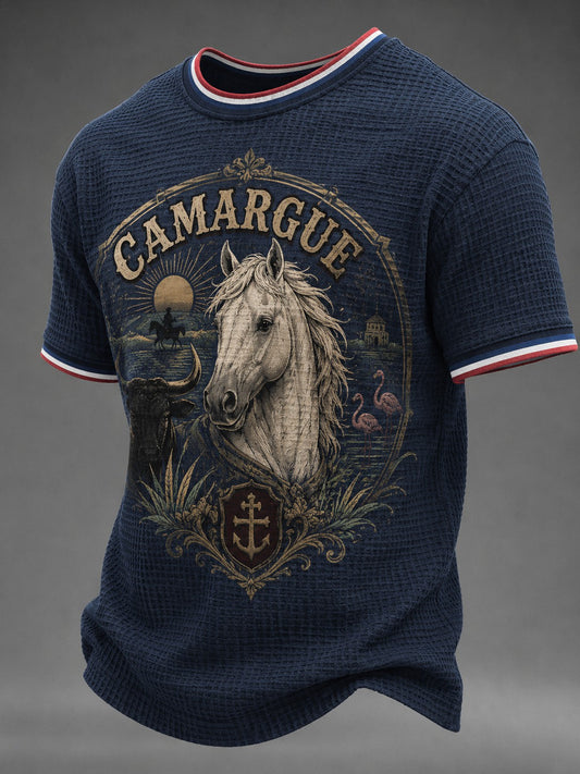 T-shirt waffle imprimé France Camargue pour homme