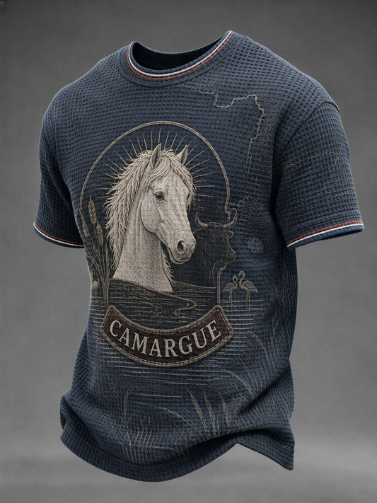 T-shirt waffle imprimé France Camargue pour homme