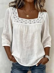 Boho Creux Dentelle Patchwork Comfy Mid Sleeve Tunique Femme
