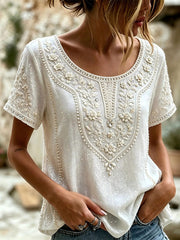 Haut élégant pour femme en lin et coton