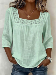 Boho Creux Dentelle Patchwork Comfy Mid Sleeve Tunique Femme