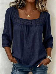 Boho Creux Dentelle Patchwork Comfy Mid Sleeve Tunique Femme