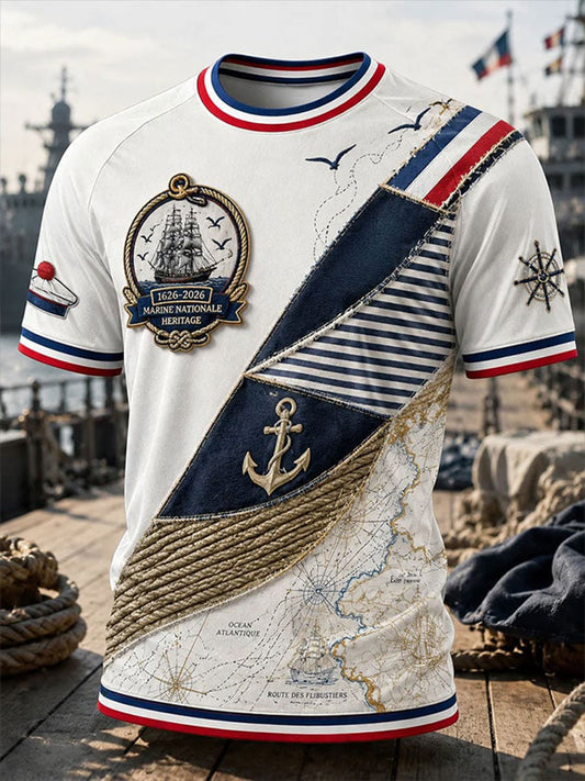 T-shirt à manches courtes de la Marine nationale pour homme