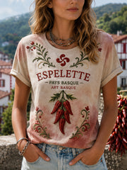 T-shirt imprimé basque pour femme