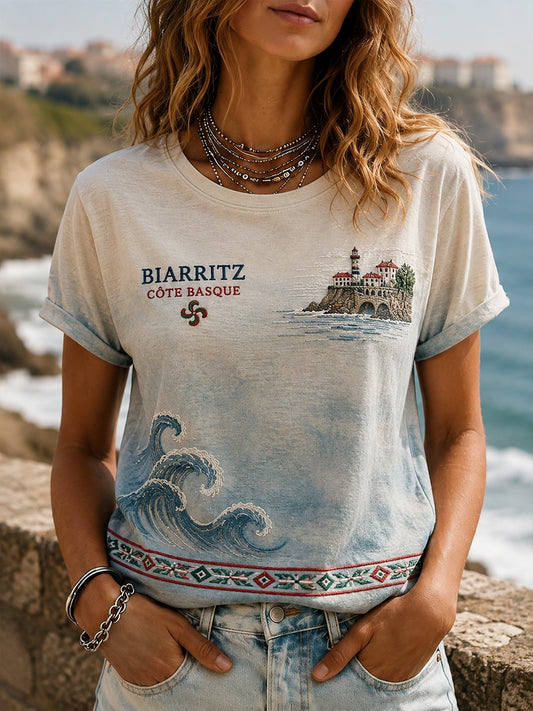 T-shirt imprimé basque pour femme