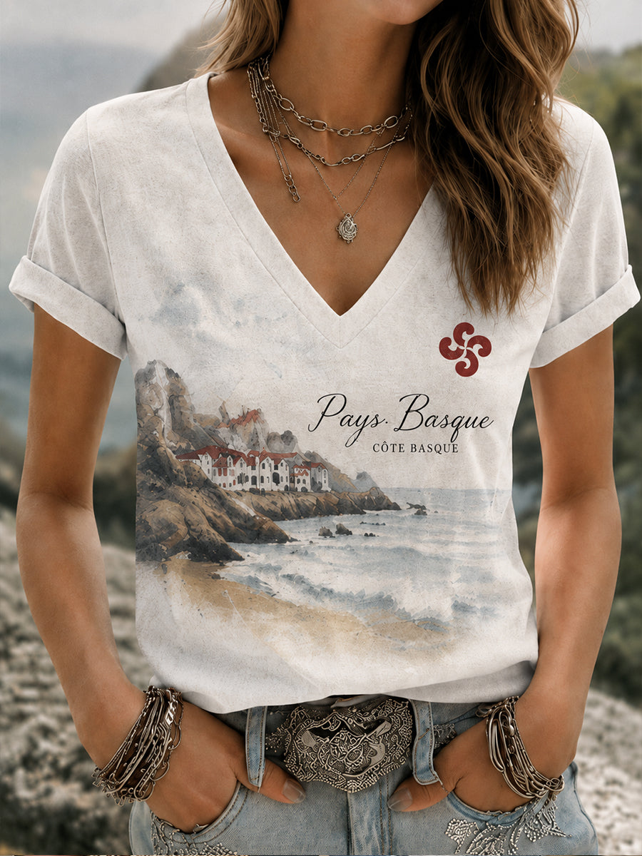 T-shirt imprimé basque pour femme