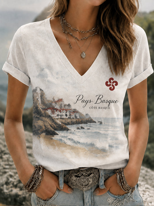 T-shirt imprimé basque pour femme