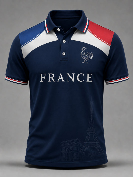 Polo décontracté pour homme à imprimé français