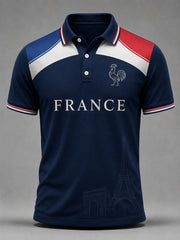 Polo décontracté pour homme à imprimé français
