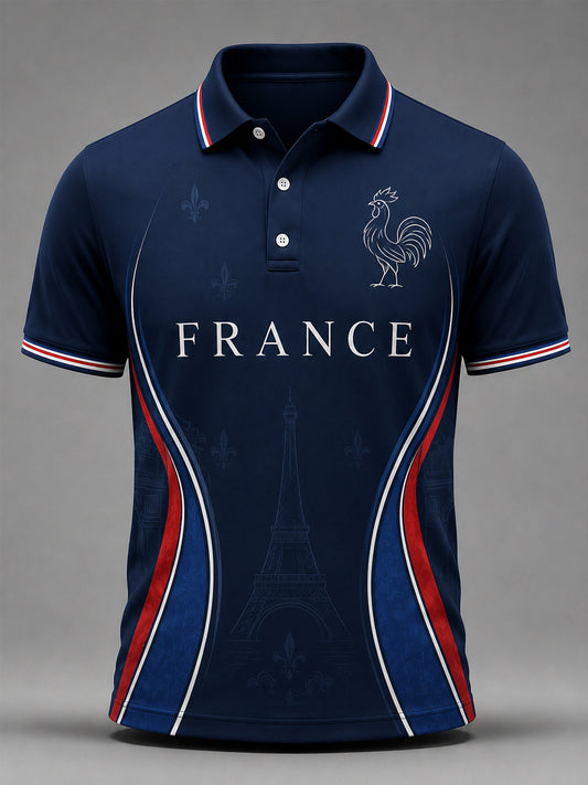 Polo décontracté France Print Homme