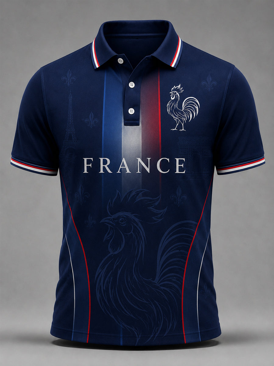 Polo décontracté pour homme à imprimé français