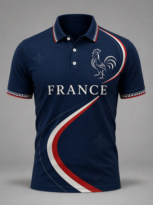 Polo décontracté à imprimé France pour hommes