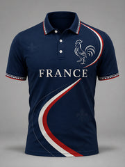 Polo décontracté à imprimé France pour hommes