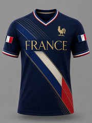 T-shirt décontracté à col en V pour hommes, imprimé France