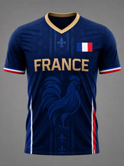 T-shirt décontracté à col en V pour hommes, imprimé France