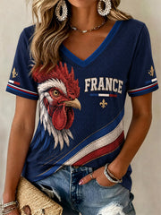T-shirt décontracté France Print pour femme