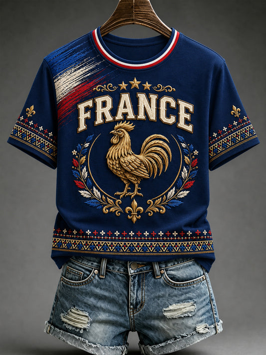 T-shirt femme France Lover à col rond et manches courtes