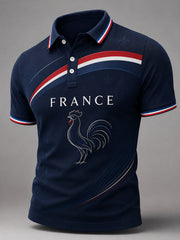 Polo décontracté pour homme à imprimé français