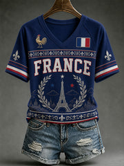 T-shirt col V France Femme