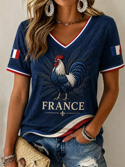 T-shirt décontracté à imprimé pour femmes, modèle France