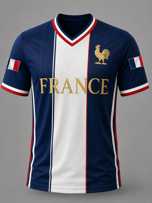T-shirt décontracté à col en V pour hommes, imprimé France
