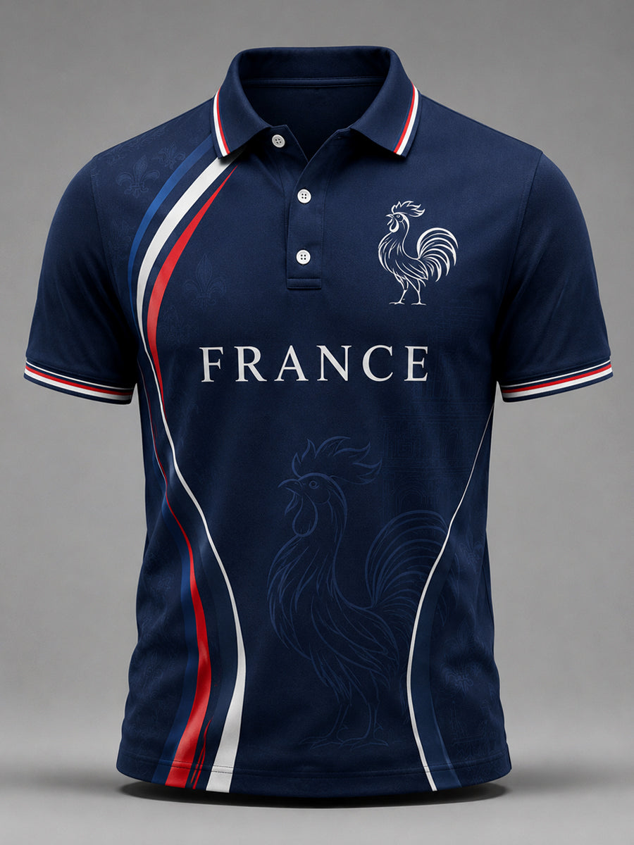 Polo décontracté pour homme à imprimé français