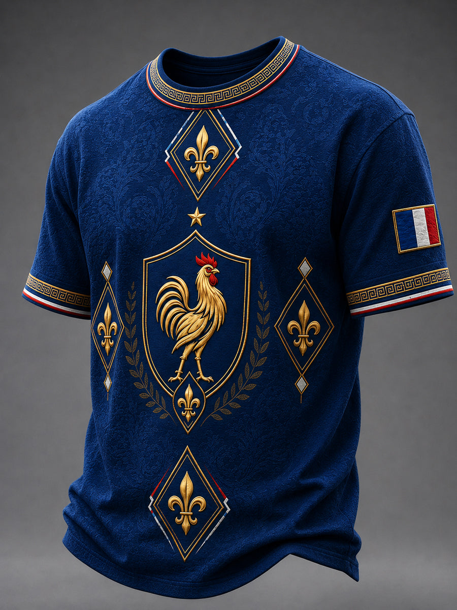 T-shirt à manches courtes et col rond pour homme, motif «France»
