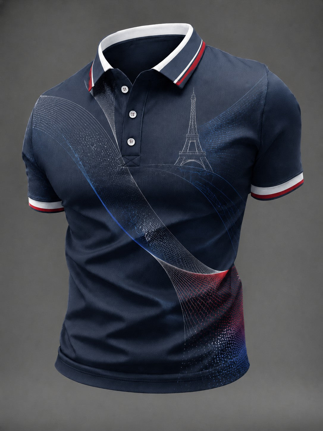 Chemise de ville imprimée pour homme, France, 14 juillet