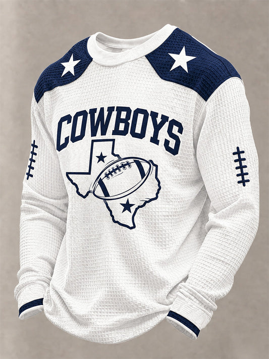 Men's Football Gameday Gift For Football Fans Casual Waffle Long Sleeve Top