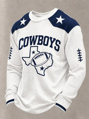 Men's Football Gameday Gift For Football Fans Casual Waffle Long Sleeve Top