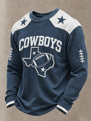 Men's Football Gameday Gift For Football Fans Casual Waffle Long Sleeve Top