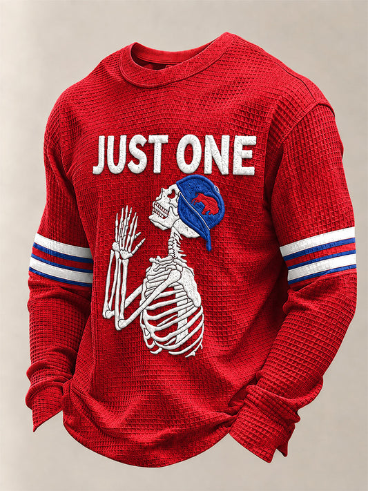 Men's Football Lover Buffalo Print Casual Waffle Long Sleeve Top