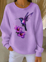 Women's Purple Art Print Casual Sweatshirt