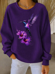 Women's Purple Art Print Casual Sweatshirt