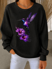 Women's Purple Art Print Casual Sweatshirt