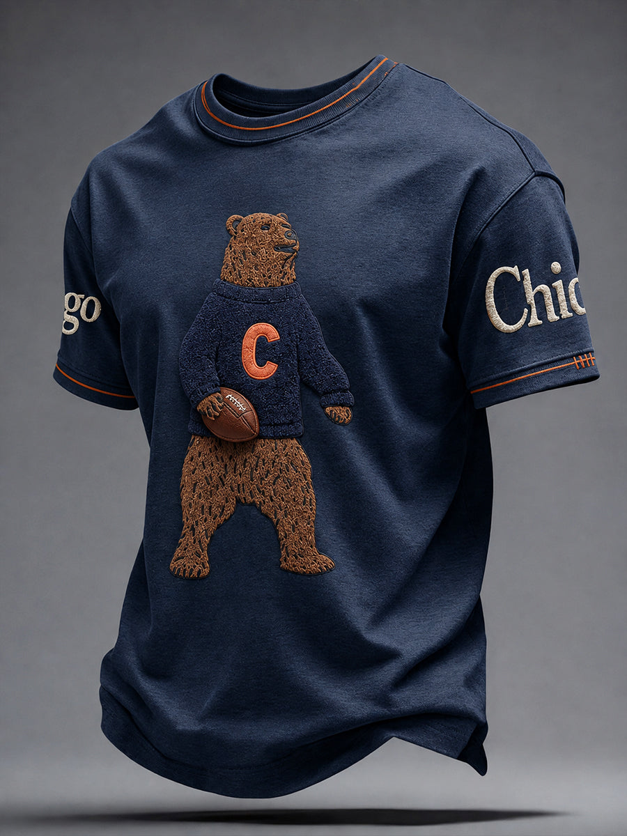 Men's Chicago Football  Art Printed T-shirt