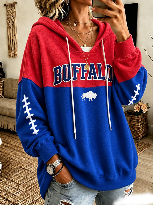 Women's Football Lover Buffalo Print Casual Sweatshirt