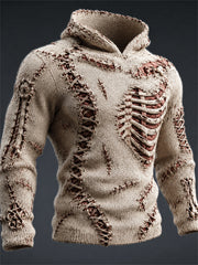 Men's Halloween Spooky Stitched Scars Anatomy Art Print Hoodie