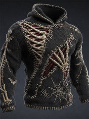 Men's Halloween Spooky Stitched Scars Anatomy Art Print Hoodie