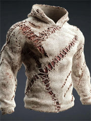 Men's Halloween Spooky Stitched Scars Anatomy Art Print Hoodie