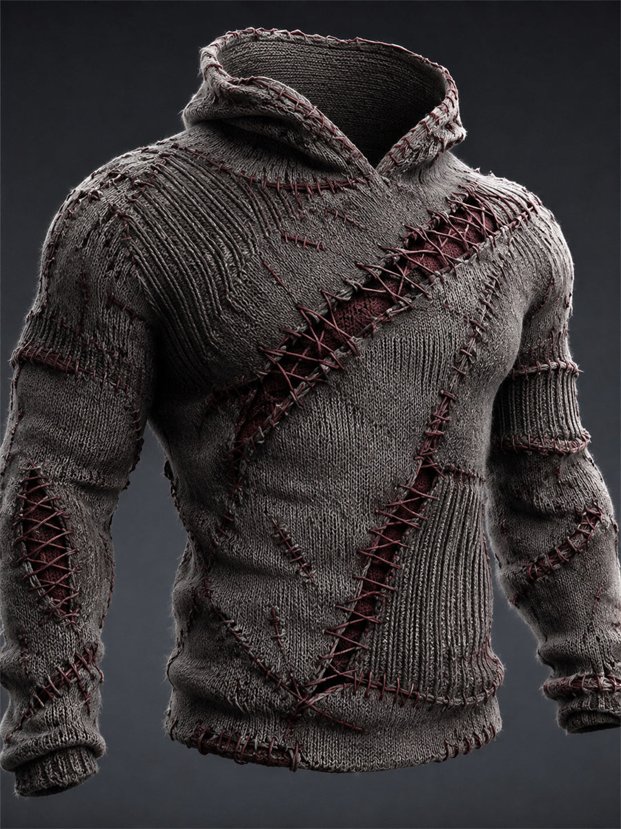 Men's Halloween Spooky Stitched Scars Anatomy Art Print Hoodie