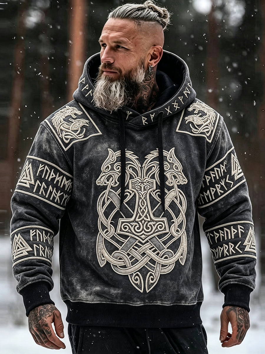 Men's Viking Inspired Print Oversized Hoodie